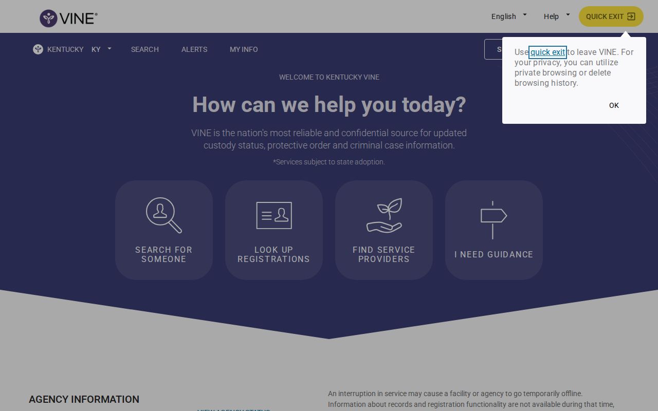 Jessamine County VINELink release check and notification interface